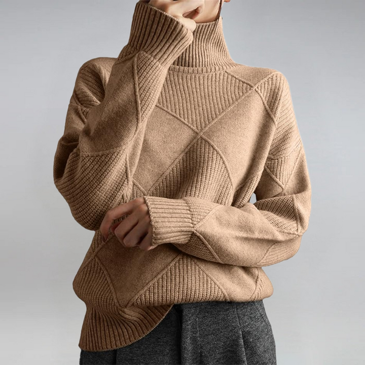 Lauren maglione a collo alto donna marrone