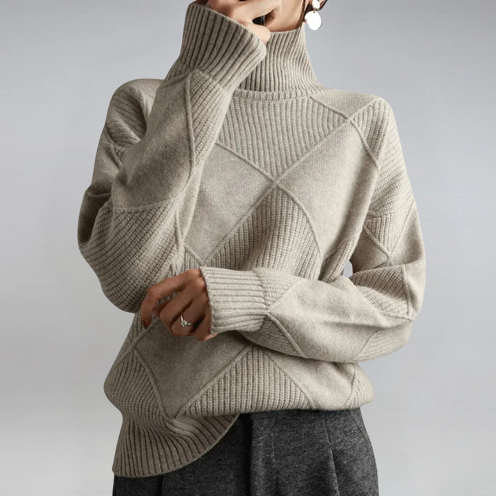 Lauren maglione a collo alto donna grigio