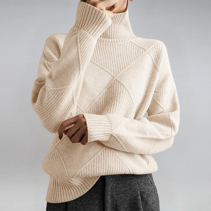 Lauren maglione a collo alto donna beige