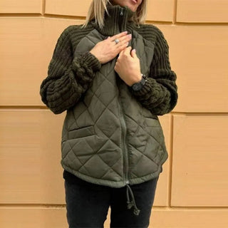 Alessia piumino patchwork donna verde scuro – indossato