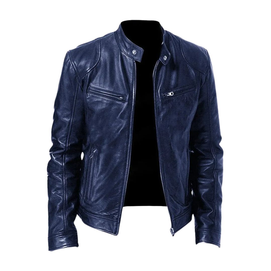 Dario giacca casual effetto pelle uomo blu scuro