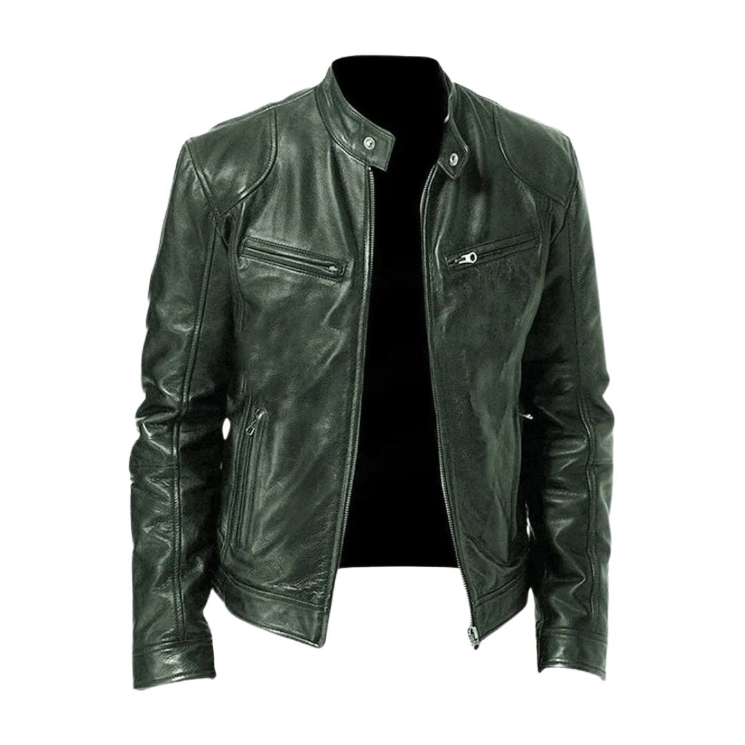 Dario giacca casual effetto pelle uomo verde scuro