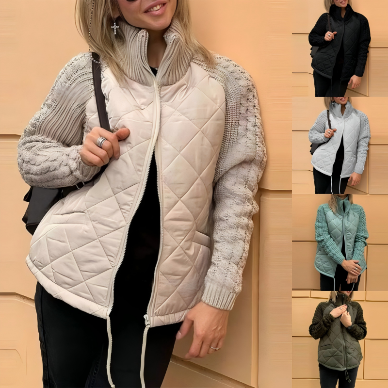 Alessia piumino patchwork donna con maniche in maglia