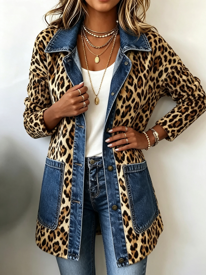 Gina | Giacca Lunga in Leopardo con Jeans