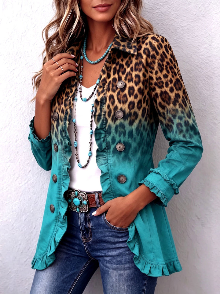 Viviana | Giacca Leopardata Sfumata con Volant