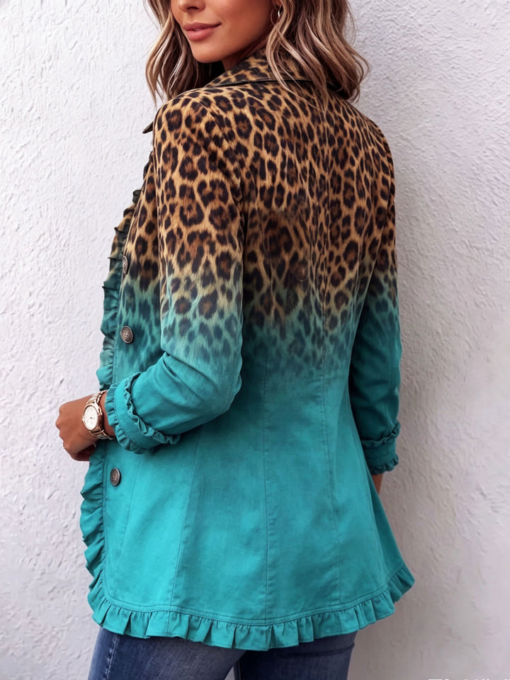 Viviana | Giacca Leopardata Sfumata con Volant