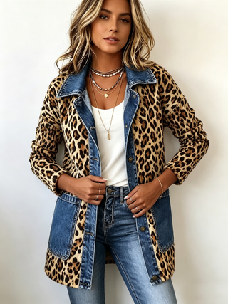 Gina | Giacca Lunga in Leopardo con Jeans